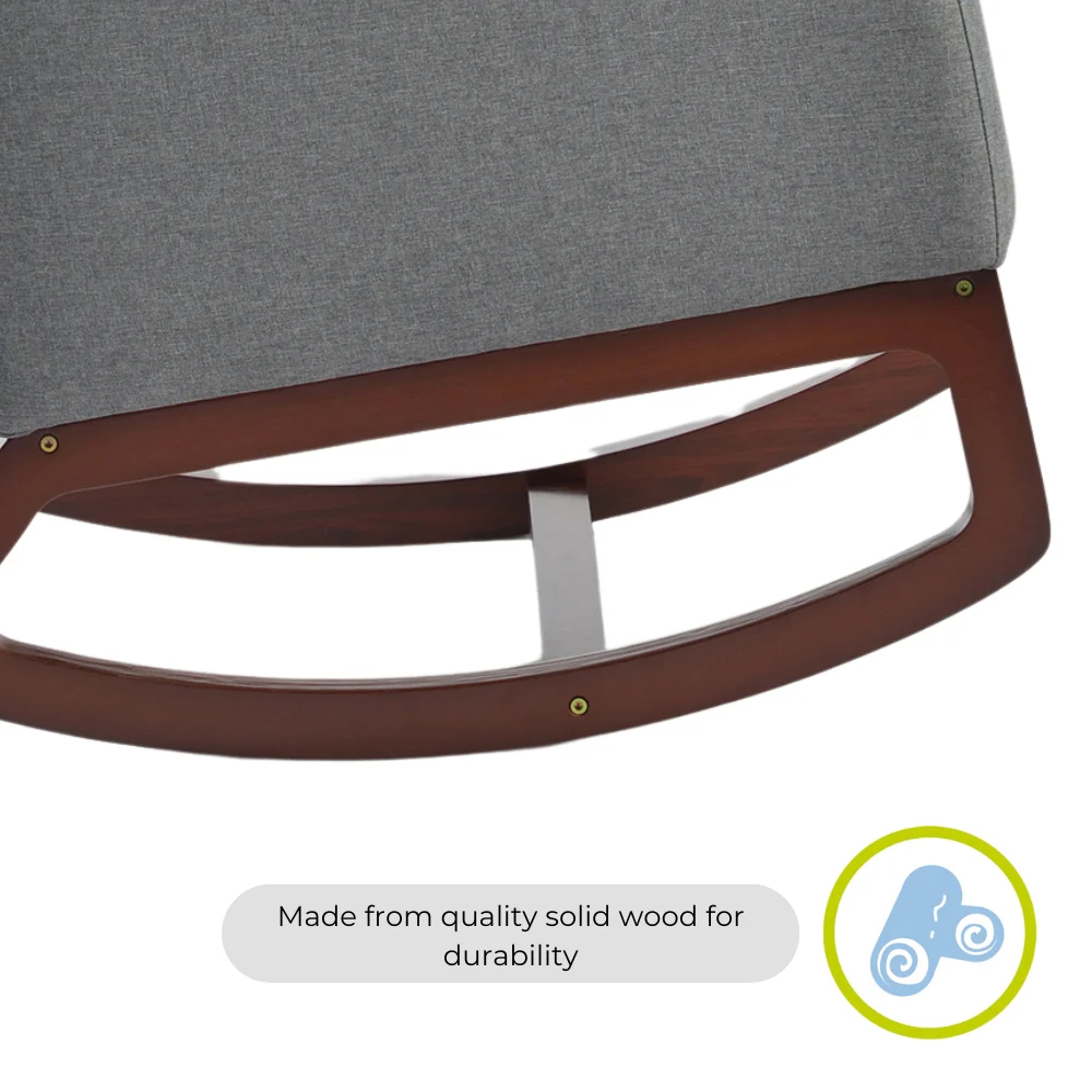 Askern Nursing Rocking Chair - Light Oak and Light Grey Cushions - Image 10