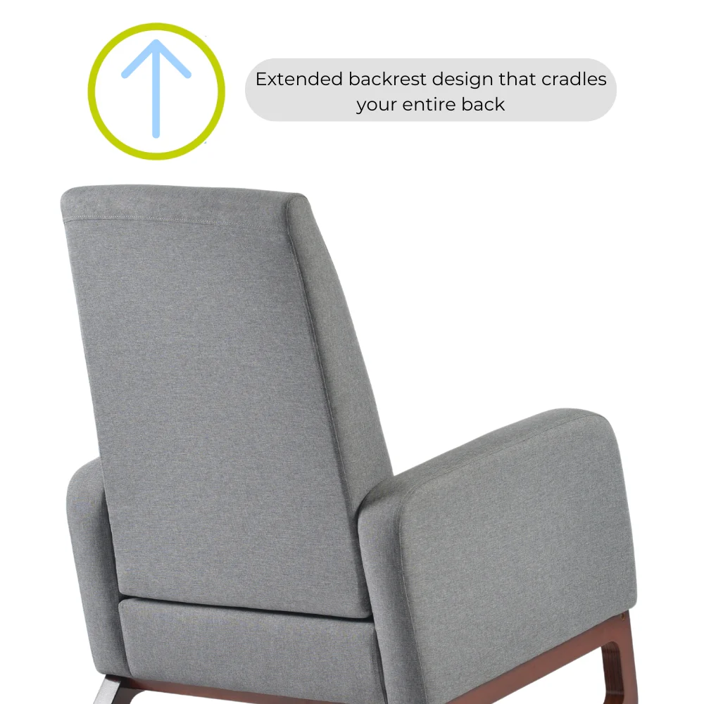 Askern Nursing Rocking Chair - Light Oak and Light Grey Cushions - Image 11