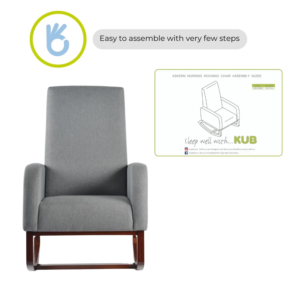 Askern Nursing Rocking Chair - Light Oak and Light Grey Cushions - Image 12
