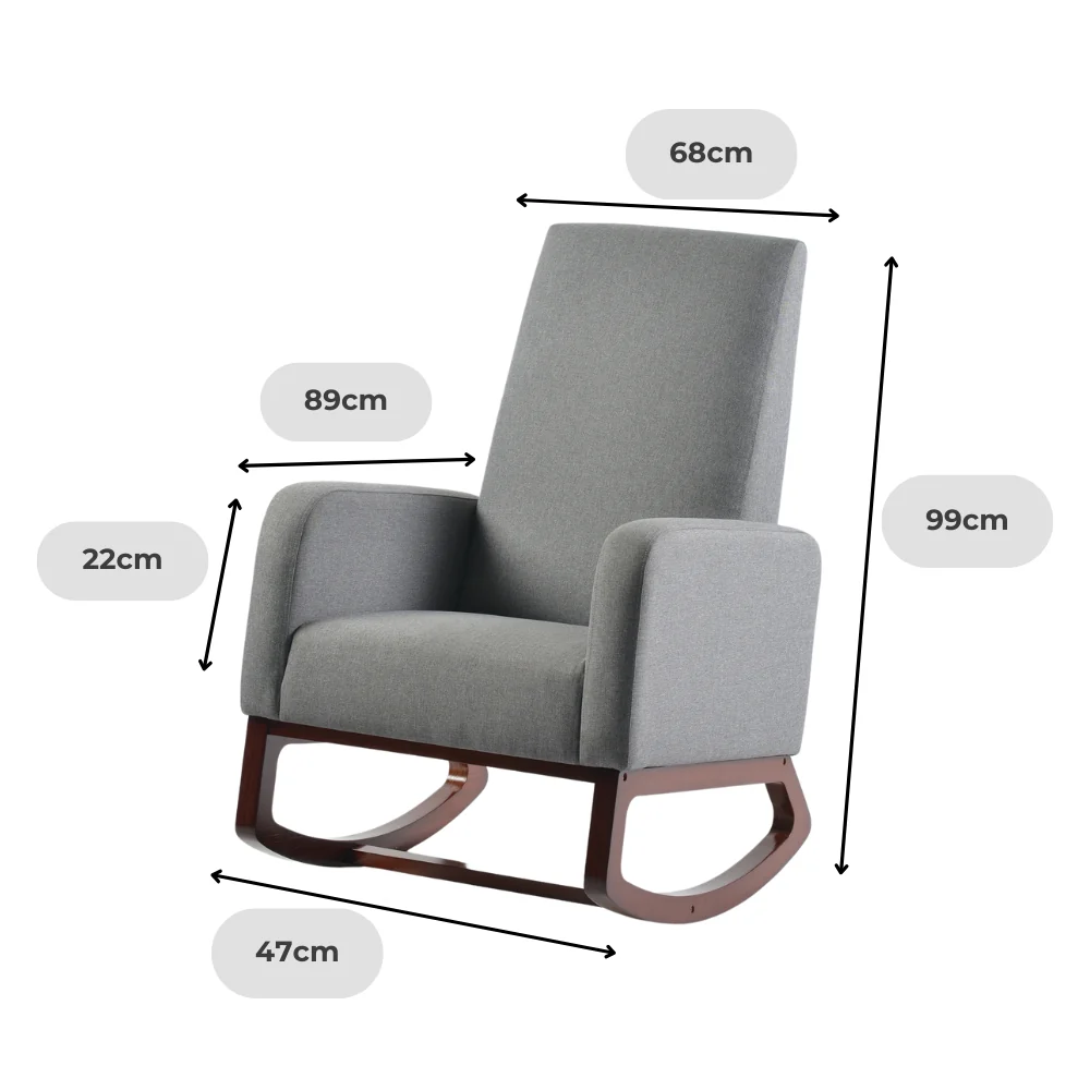 Askern Nursing Rocking Chair - Light Oak and Light Grey Cushions - Image 13
