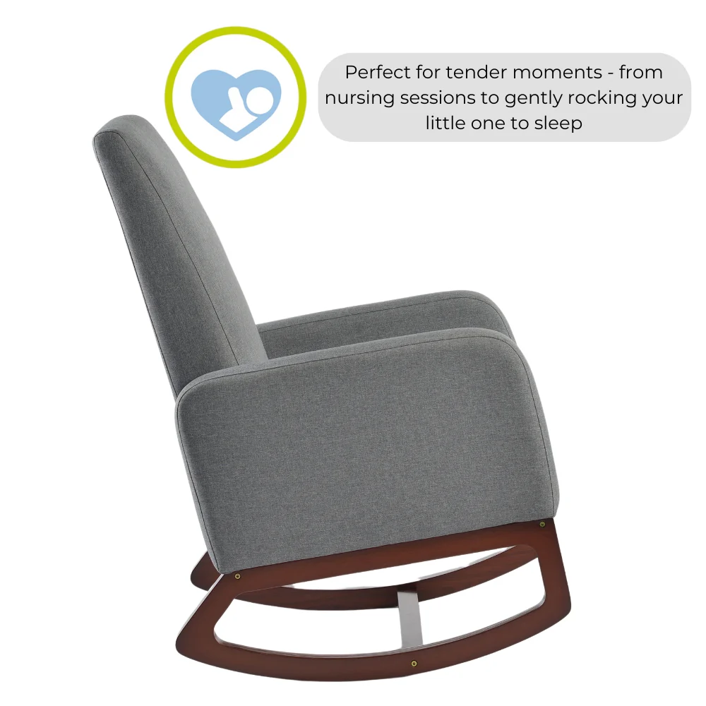 Askern Nursing Rocking Chair - Light Oak and Light Grey Cushions - Image 14