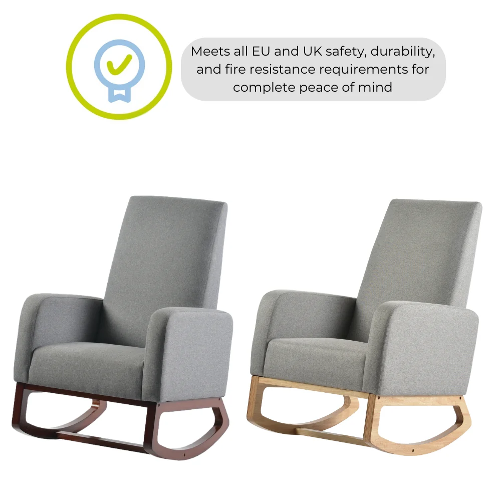 Askern Nursing Rocking Chair - Light Oak and Light Grey Cushions - Image 5