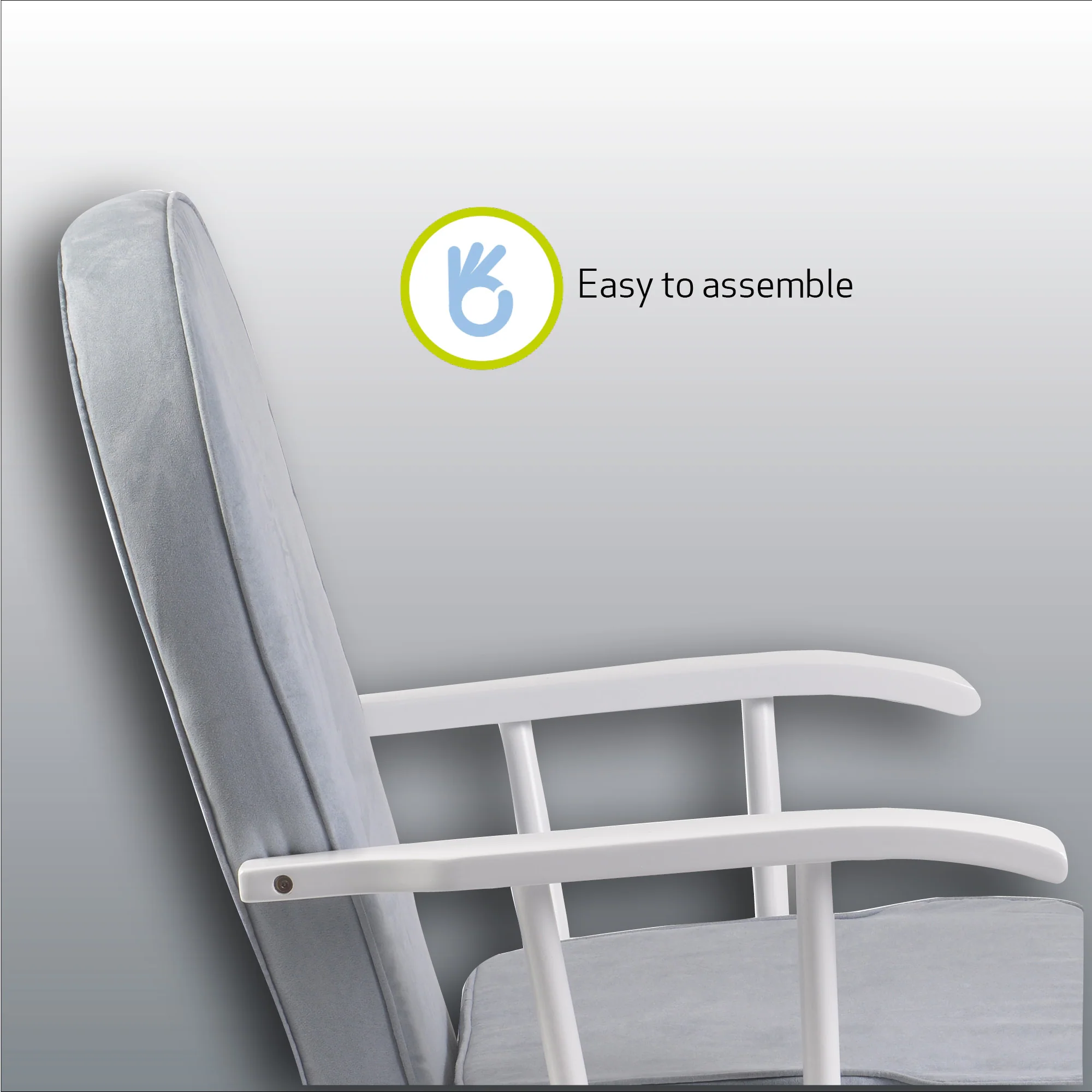 Dalby Nursing Rocking Chair - White/Cloud Grey - Image 4