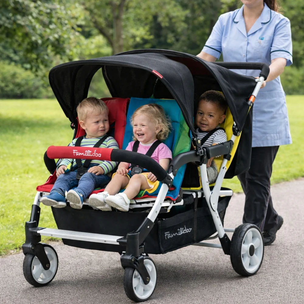 Familidoo 4 Seater Multi Colour Stroller - Plus FREE Rain Cover - Image 14