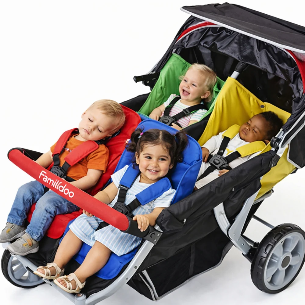 Familidoo 4 Seater Multi Colour Stroller - Plus FREE Rain Cover - Image 5