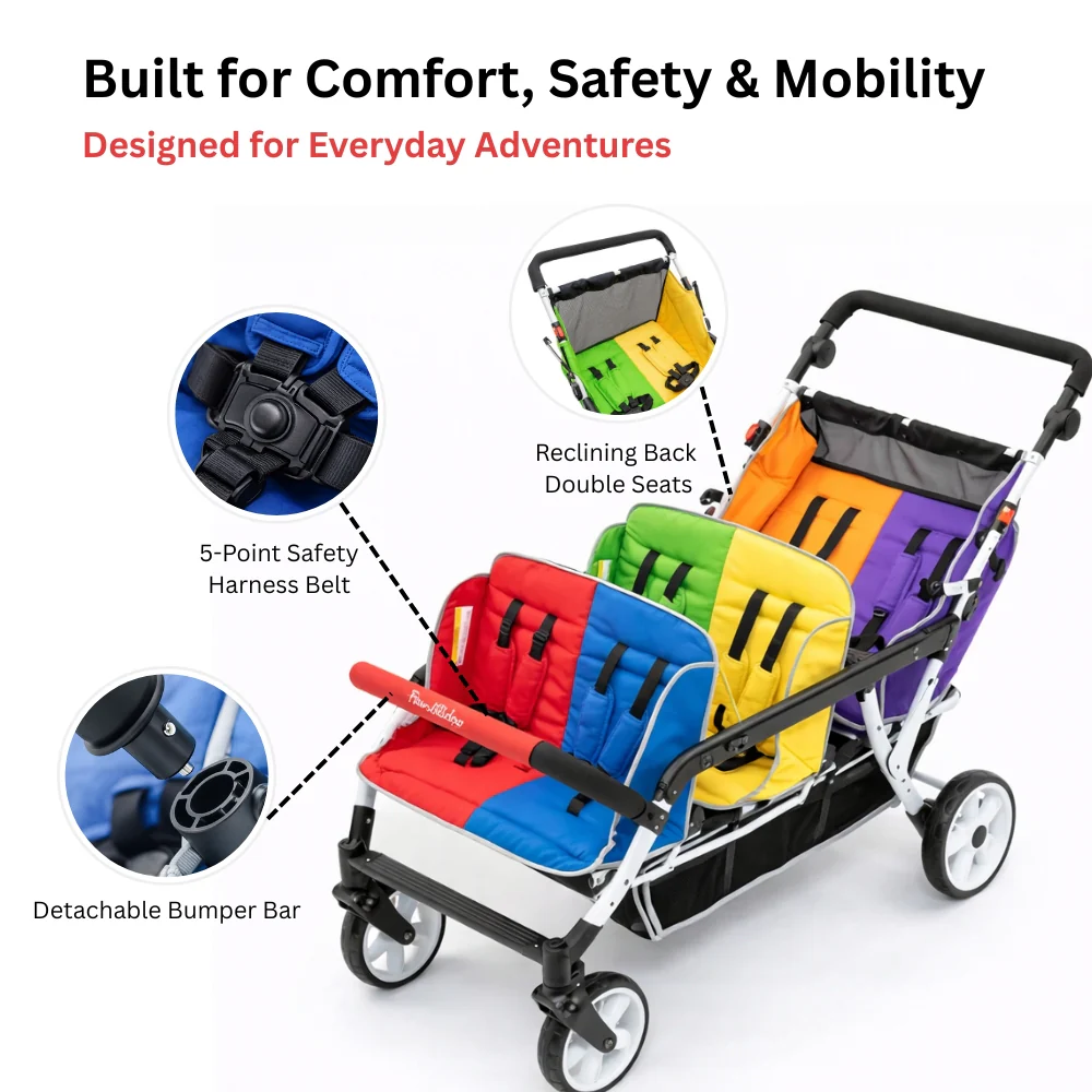 Familidoo 6 Seater Multi Colour Stroller - Plus FREE Rain Cover - Image 11