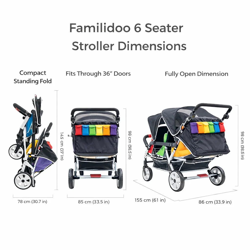 Familidoo 6 Seater Multi Colour Stroller - Plus FREE Rain Cover - Image 6