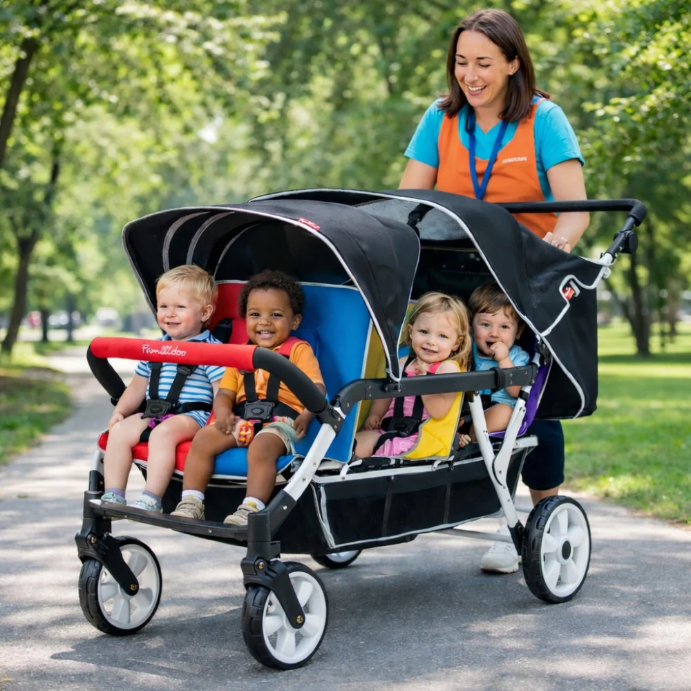 Familidoo 6 Seater Multi Colour Stroller - Plus FREE Rain Cover - Image 9