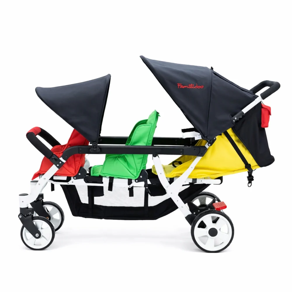 Familidoo 3 Seater Multi Colour Stroller - Plus FREE Rain Cover - Image 4