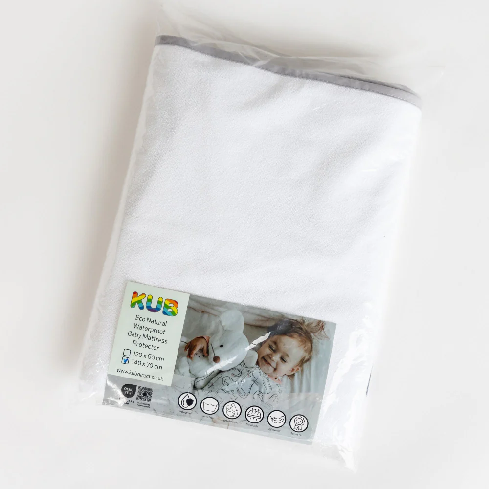 Kub Fitted Cotbed Mattress Protector 140 x 70cm - Image 3