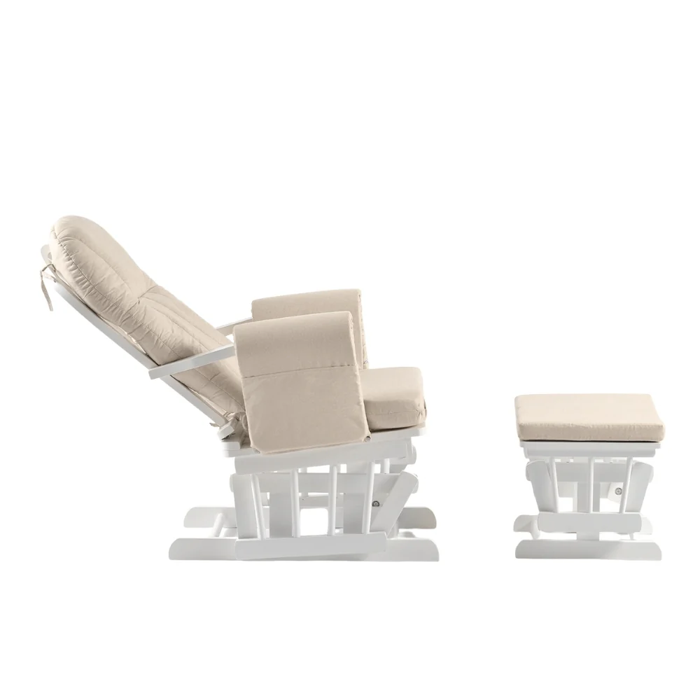 Nursing Chair and Footstool - Mothercare Best Seller - White/Beige - Image 10