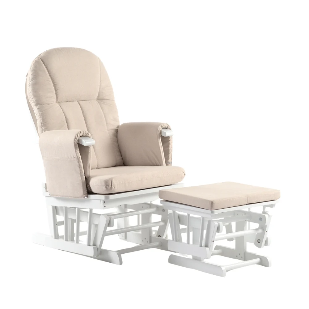 Nursing Chair and Footstool - Mothercare Best Seller - White/Beige - Image 3