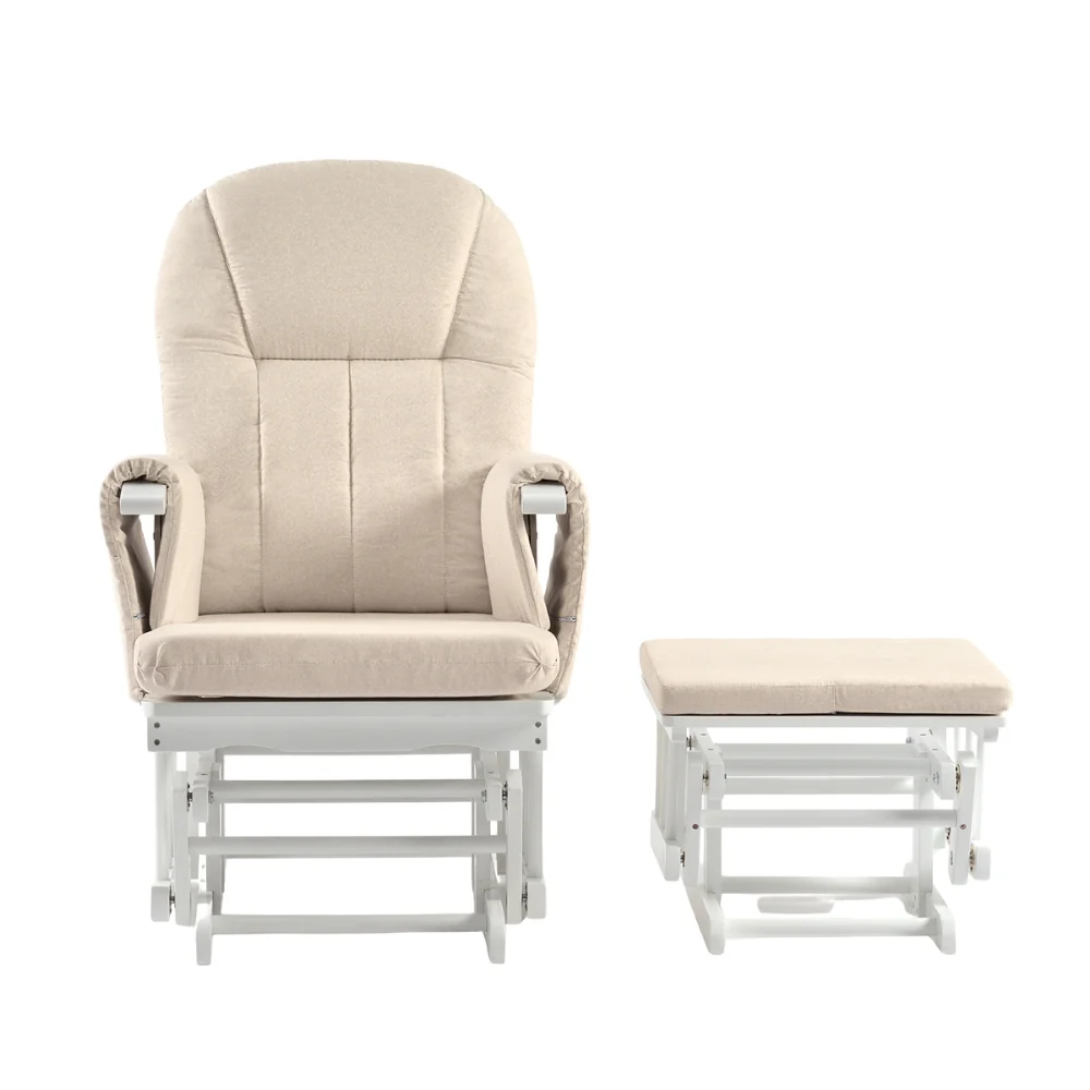 Nursing Chair and Footstool - Mothercare Best Seller - White/Beige - Image 4