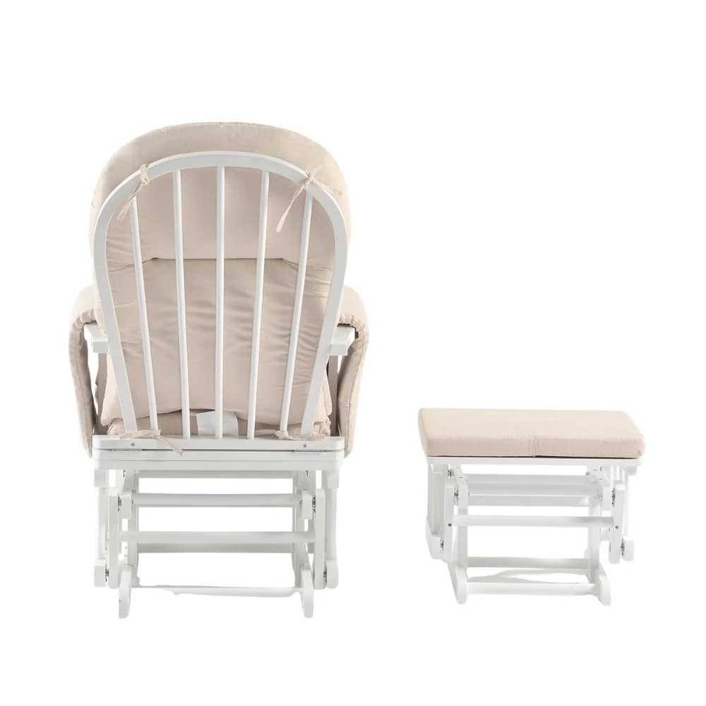 Nursing Chair and Footstool - Mothercare Best Seller - White/Beige - Image 6