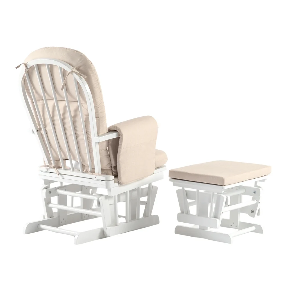Nursing Chair and Footstool - Mothercare Best Seller - White/Beige - Image 8