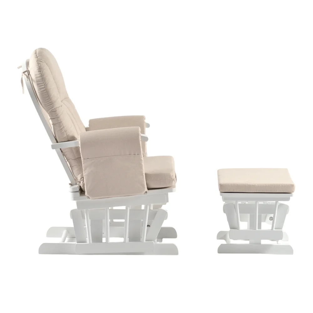 Nursing Chair and Footstool - Mothercare Best Seller - White/Beige - Image 9