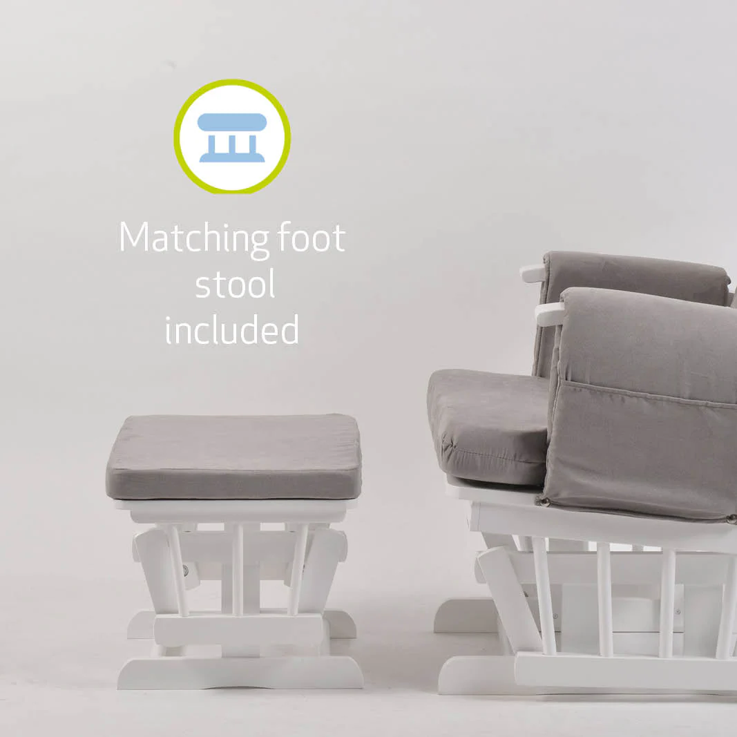 Nursing Chair and Footstool - Mothercare Best Seller - White/Grey - Image 10