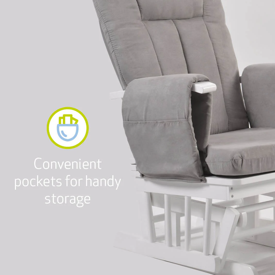 Nursing Chair and Footstool - Mothercare Best Seller - White/Grey - Image 11