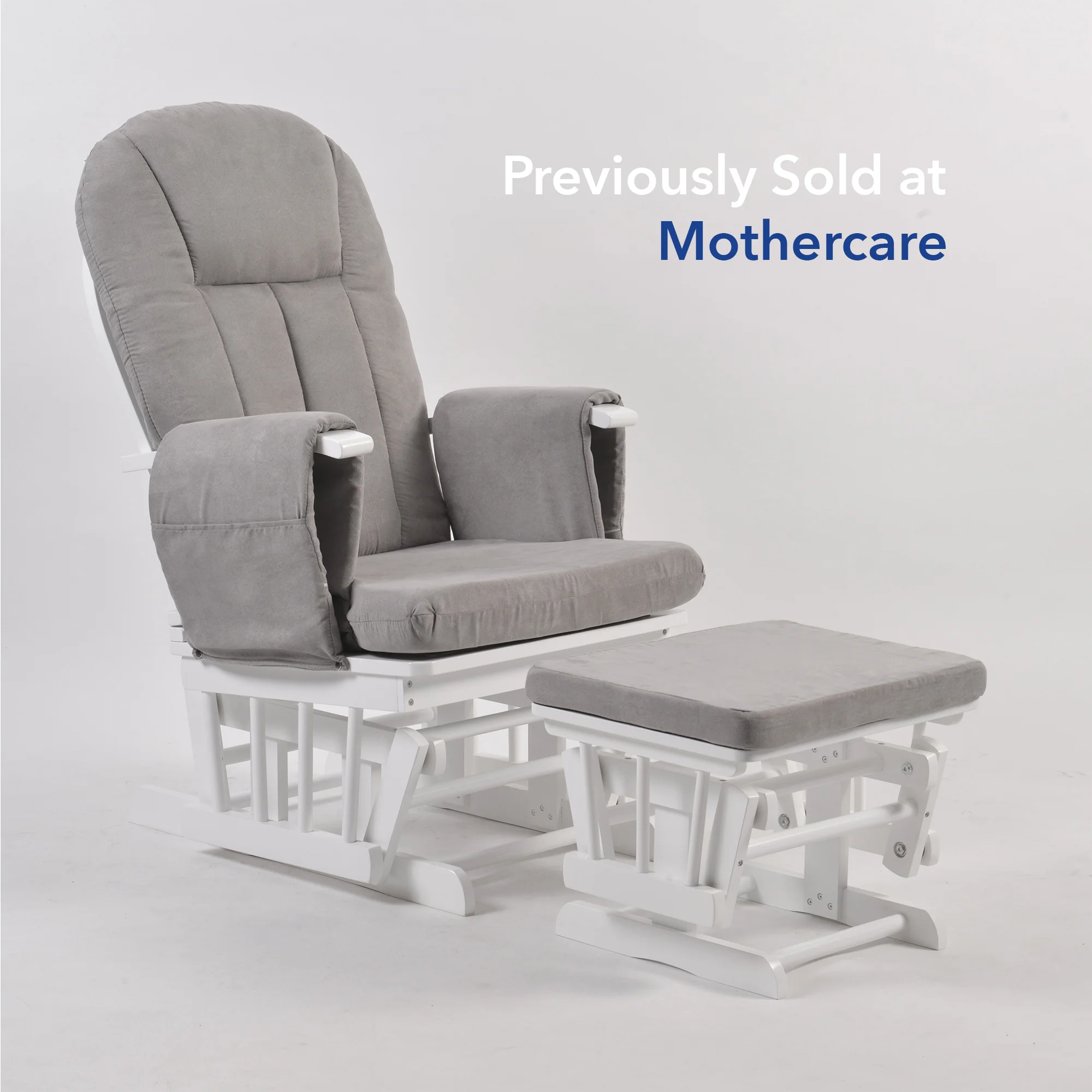 Nursing Chair and Footstool - Mothercare Best Seller - White/Grey - Image 3