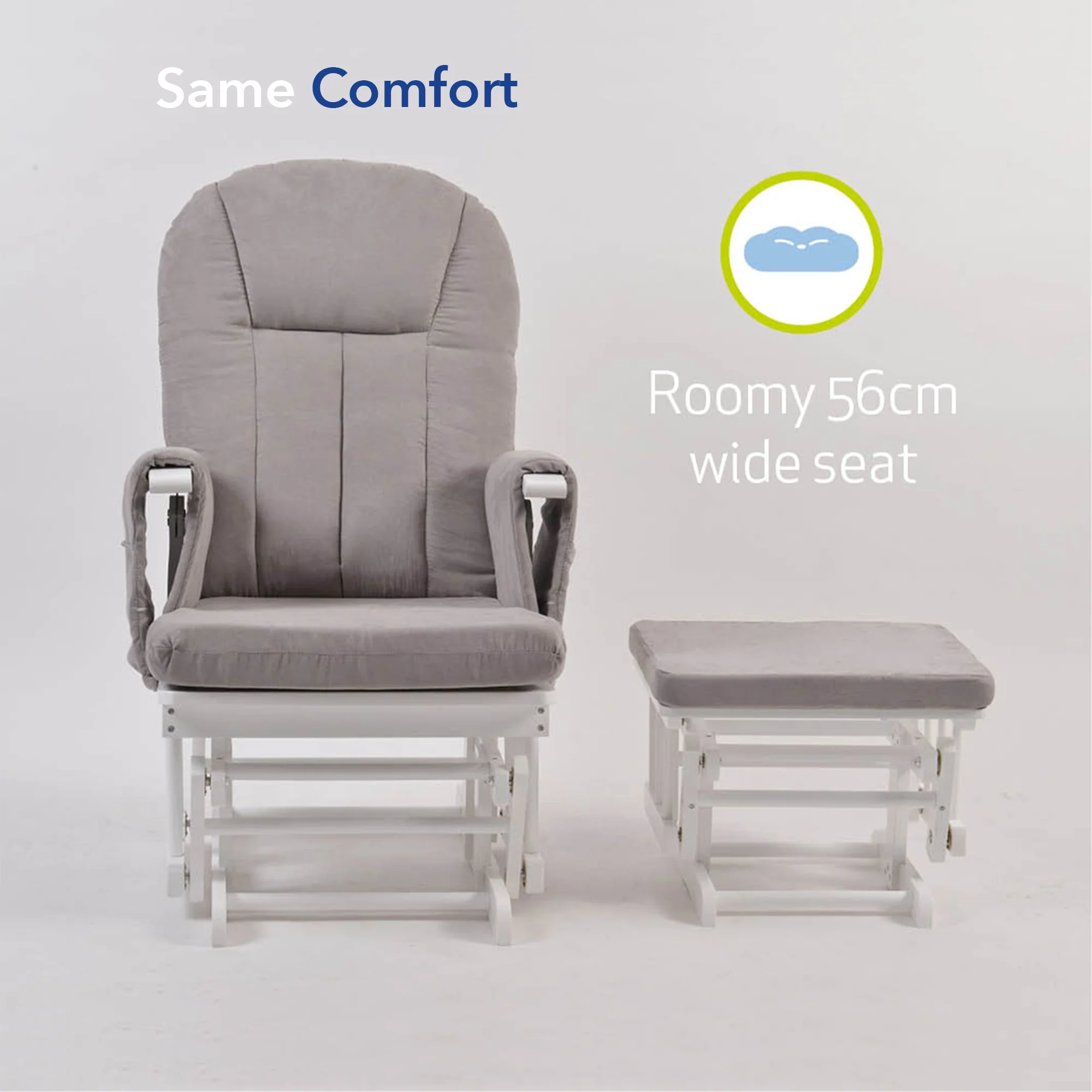 Nursing Chair and Footstool - Mothercare Best Seller - White/Grey - Image 4