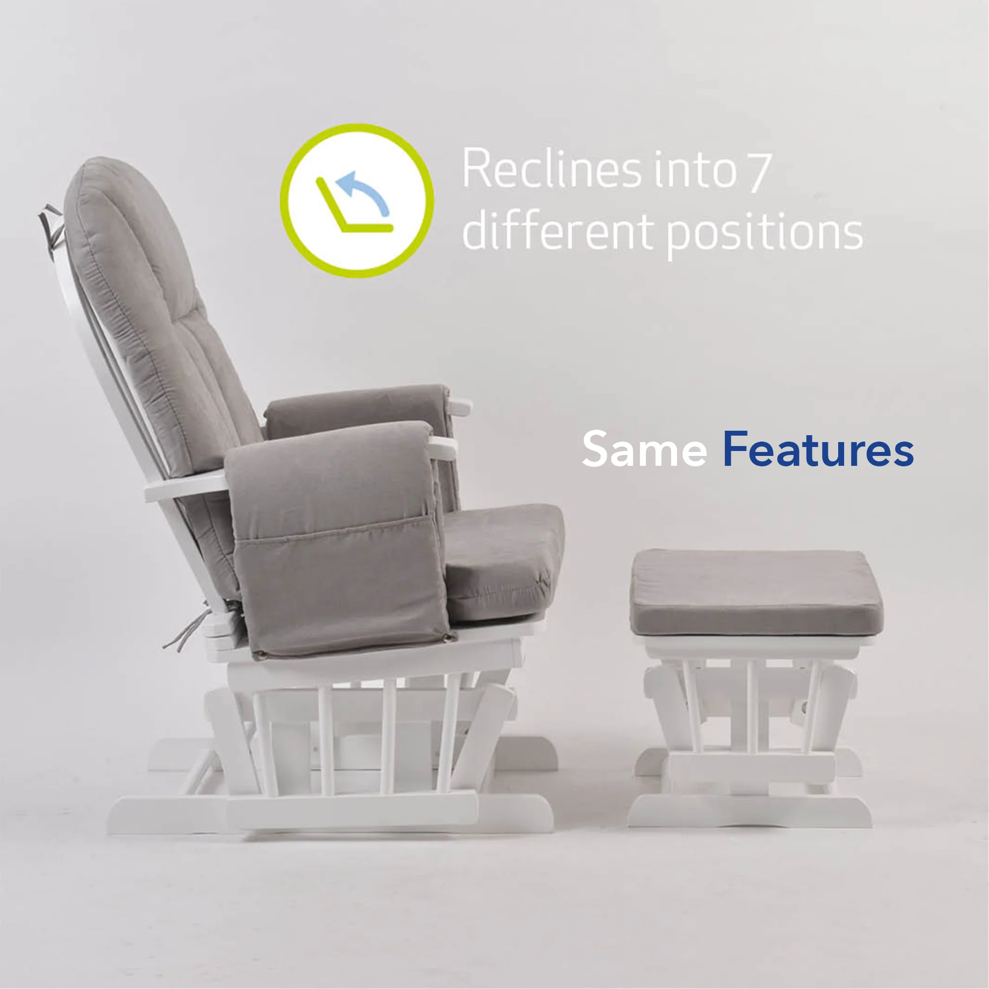 Nursing Chair and Footstool - Mothercare Best Seller - White/Grey - Image 5