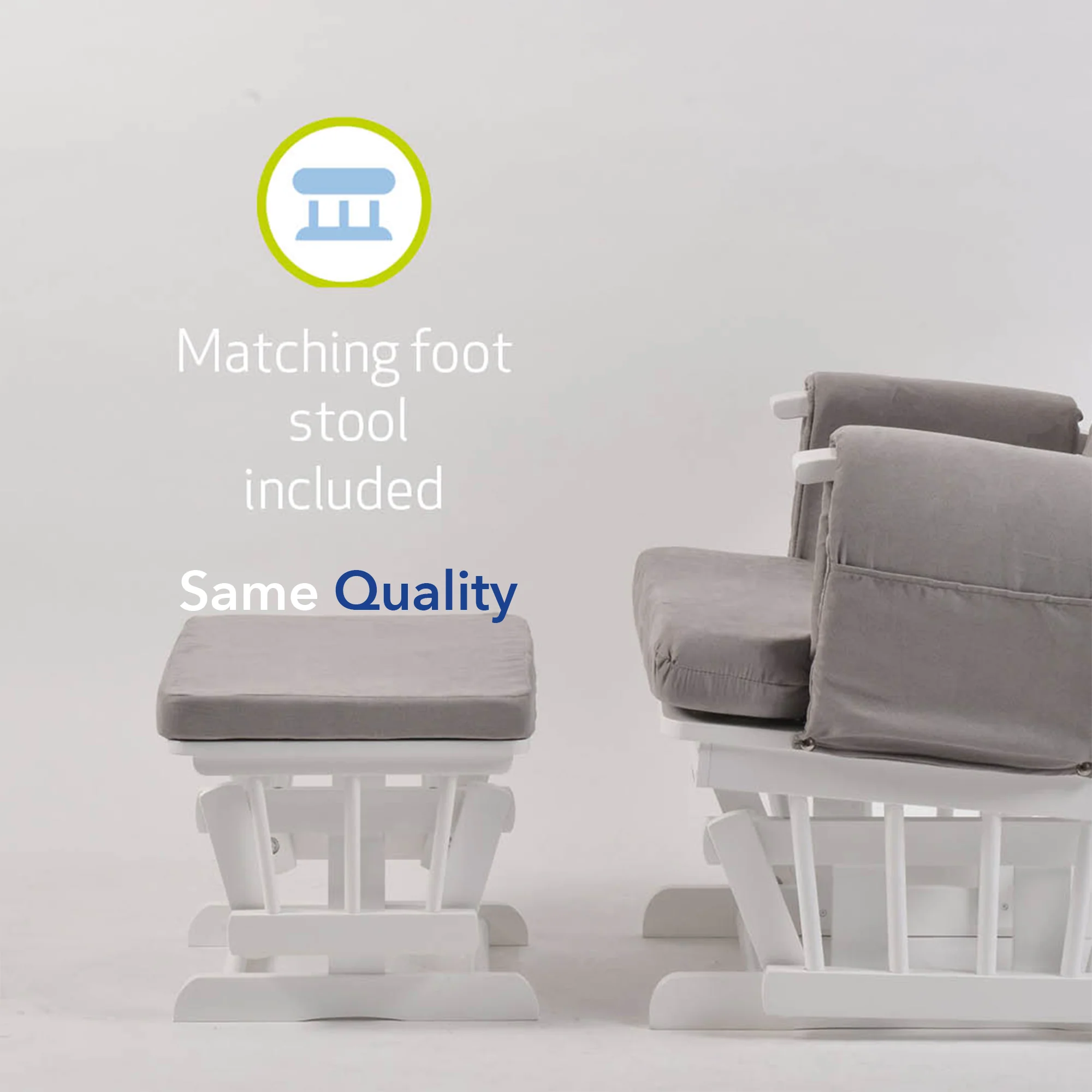 Nursing Chair and Footstool - Mothercare Best Seller - White/Grey - Image 6