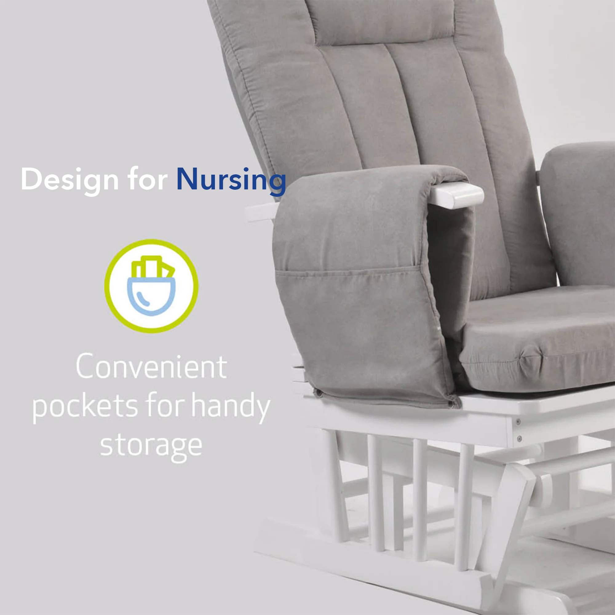 Nursing Chair and Footstool - Mothercare Best Seller - White/Grey - Image 7