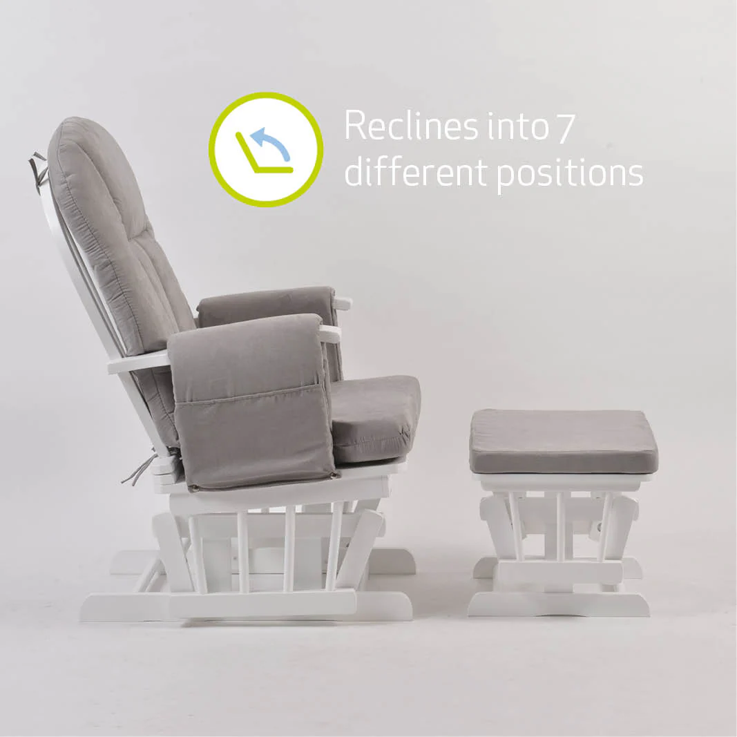 Nursing Chair and Footstool - Mothercare Best Seller - White/Grey - Image 8
