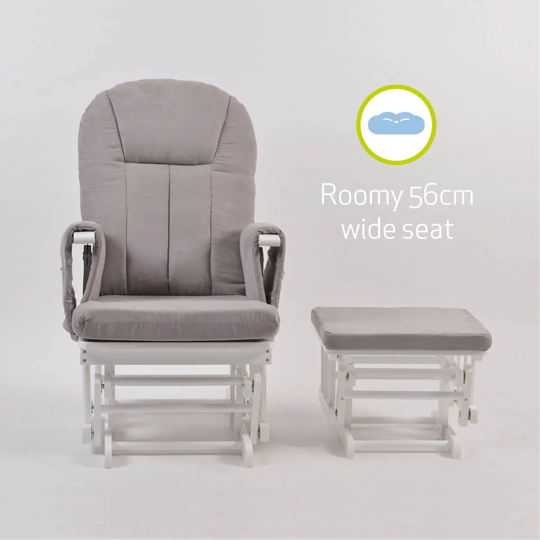 Nursing Chair and Footstool - Mothercare Best Seller - White/Grey - Image 9