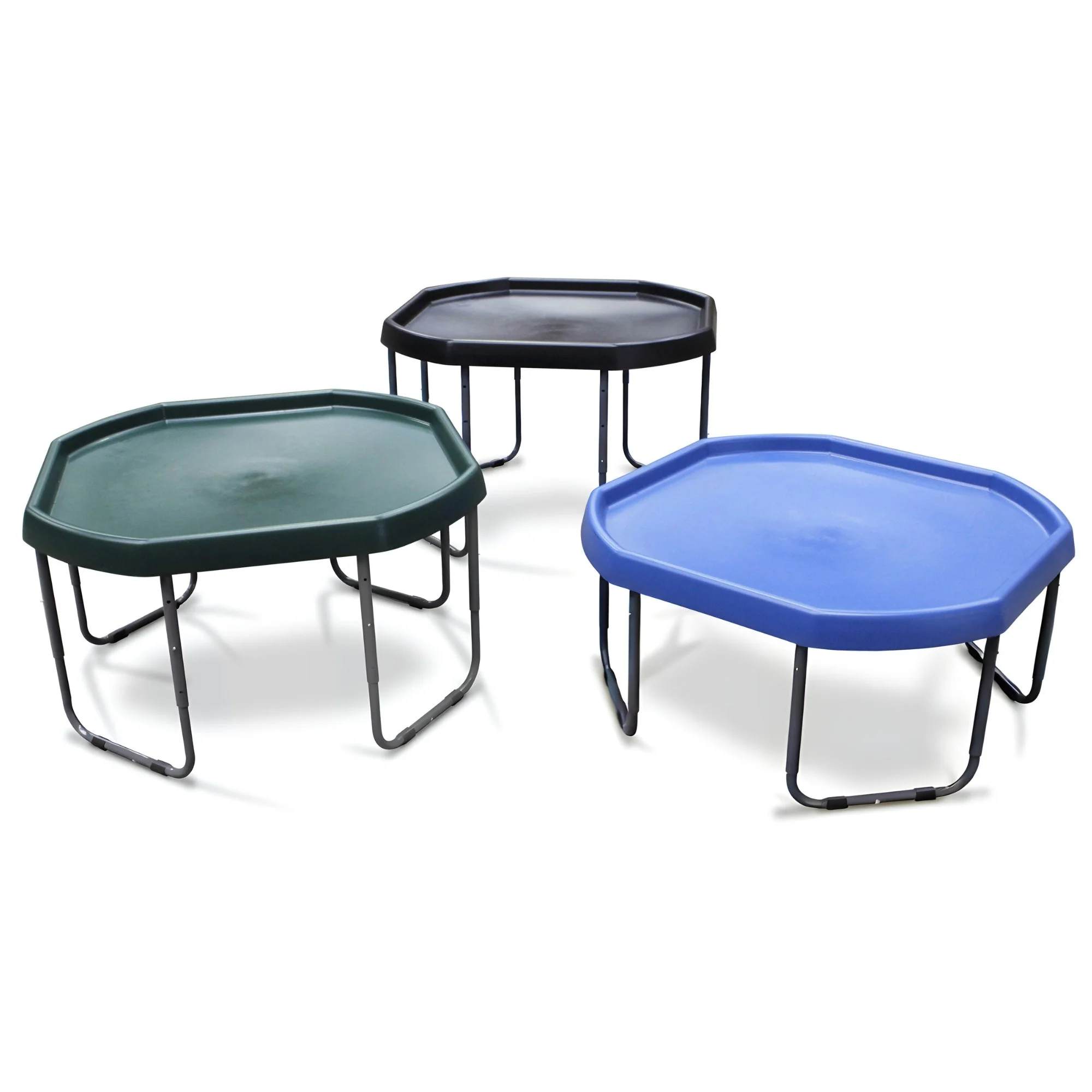 Tuff Tray (100cm), Stand and Waterproof Cover - Green Tray, Grey Stand, Blue Cover - Image 3
